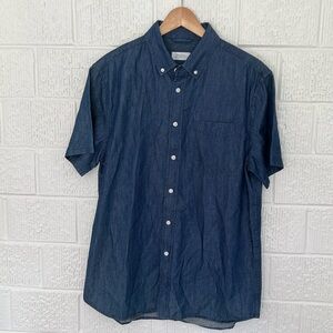 Saturdays New York City Cotton Denim Button Down Short Sleeve Shirt Large